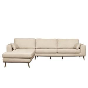 Ecksofa BOVLUND mit Longchair Strukturstoff Talta: Creme - Longchair davorstehend links