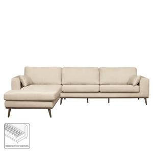 Ecksofa BOVLUND mit Longchair Strukturstoff Talta: Creme - Longchair davorstehend links