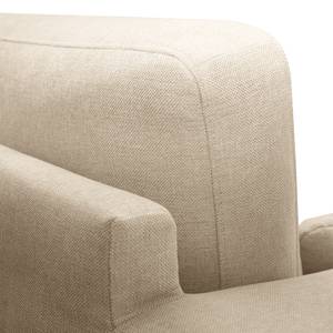 Hoekbank BOVLUND met chaise longue structuurstof - Structuurstof Talta: Crèmekleurig - Longchair vooraanzicht links