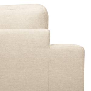 Hoekbank BOVLUND met chaise longue structuurstof - Structuurstof Talta: Crèmekleurig - Longchair vooraanzicht links