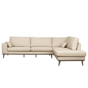 Ecksofa BOVLUND mit Ottomane Strukturstoff Talta: Creme - Ottomane davorstehend rechts