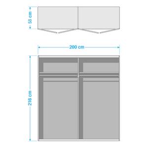 Armoire One 210 Graphite / Verre noir - 200 x 216 cm