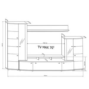 Wandmeubelset Colcord (4-delig) Hoogglans wit/eikenhouten look