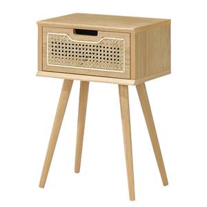 Table de chevet Evran Beige - En partie en bois massif - 40 x 61 x 30 cm