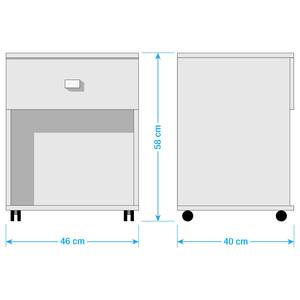 Rollcontainer Cindy Weiß - Holzwerkstoff - 46 x 58 x 40 cm