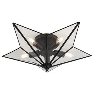Plafonnier Star Verre transparent / Acier - 5 ampoules - Noir