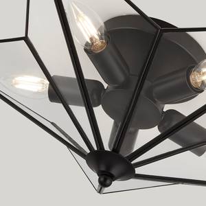 Plafondlamp Star transparant glas/staal - 5 lichtbronnen - Zwart