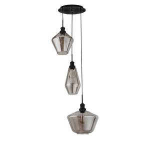 Suspension Mia Verre / Acier - 3 ampoules - Gris