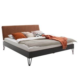 Letto singolo Boston I Antracite / Rame - Larghezza: 145 cm - U-forma