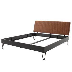 Lit simple Boston I Anthracite / Cuivre - Largeur : 165 cm - Forme en U