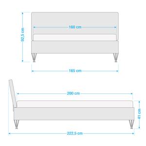 Lit simple Boston I Anthracite / Cuivre - Largeur : 165 cm - Forme en U