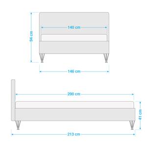 Eenpersoonsbed Boston II Antraciet/Koper - Breedte: 146 cm - U-vorm