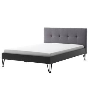 Lit simple Boston II Anthracite / Gris - Largeur : 186 cm - Forme en U