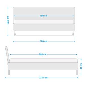 Lit simple Boston I Anthracite / Cuivre - Largeur : 185 cm - Luge