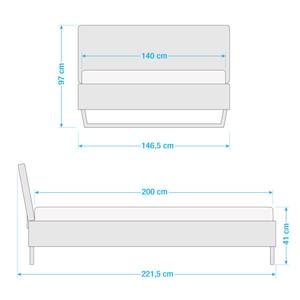 Einzelbett Boston III Anthrazit / Hellgrau - Breite: 147 cm - Kufen