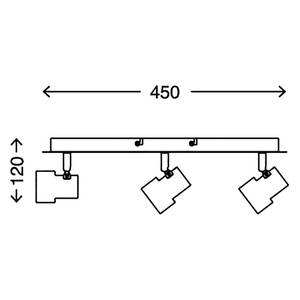 LED-Deckenleuchte  Rock Eisen - 3-flammig