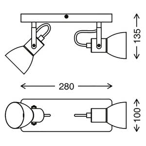 Plafondlamp Arbo ijzer - 2 lichtbronnen