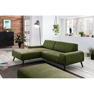 Ecksofa Bingham Webstoff - Webstoff Pras: Grün - Longchair davorstehend links - Ohne Hocker