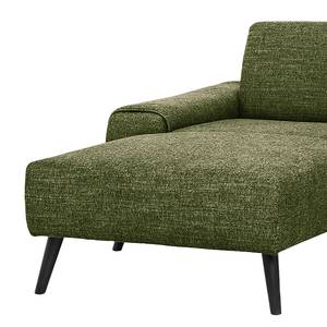 Ecksofa Bingham Webstoff - Webstoff Pras: Grün - Longchair davorstehend links - Ohne Hocker