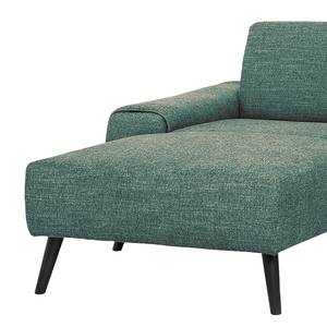 Ecksofa Bingham Webstoff - Webstoff Pras: Blau - Longchair davorstehend links - Ohne Hocker