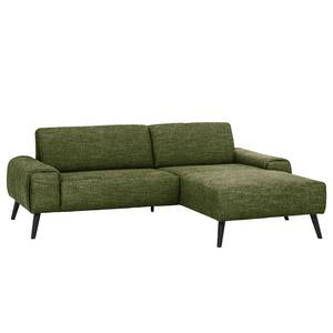 Ecksofa Bingham Webstoff - Webstoff Pras: Grün - Longchair davorstehend rechts - Ohne Hocker