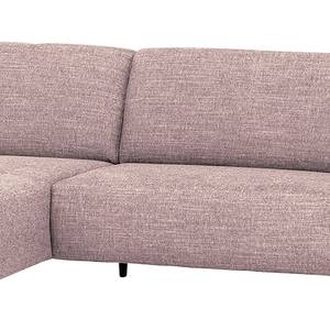 Ecksofa Bingham Webstoff - Webstoff Pras: Rosa - Longchair davorstehend links - Mit Hocker