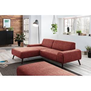 Ecksofa Bingham Webstoff - Webstoff Pras: Rot - Longchair davorstehend links - Mit Hocker