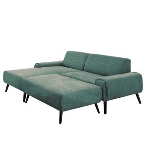 Ecksofa Bingham Webstoff - Webstoff Pras: Blau - Longchair davorstehend links - Mit Hocker