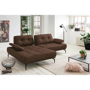 Ecksofa Linville Echtleder - Echtleder Poas: Schokoladenbraun - Breite: 258 cm - Longchair davorstehend links - Ohne Kopfstütze