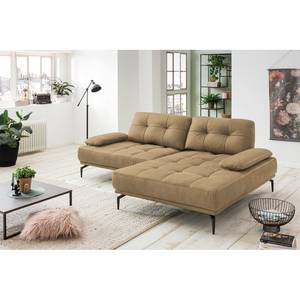 Ecksofa Linville Echtleder - Echtleder Poas: Cappuccino - Breite: 258 cm - Longchair davorstehend rechts - Mit Kopfstütze