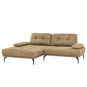 Ecksofa Linville Echtleder - Echtleder Poas: Cappuccino - Breite: 258 cm - Longchair davorstehend links - Mit Kopfstütze