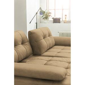 Ecksofa Linville Echtleder - Echtleder Poas: Cappuccino - Breite: 258 cm - Longchair davorstehend links - Mit Kopfstütze