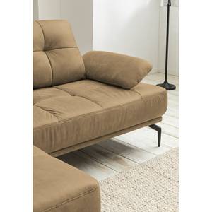 Ecksofa Linville Echtleder - Echtleder Poas: Cappuccino - Breite: 258 cm - Longchair davorstehend links - Mit Kopfstütze