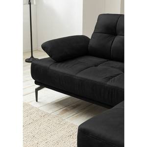 Ecksofa Linville Echtleder - Echtleder Poas: Schwarz - Breite: 258 cm - Longchair davorstehend rechts - Mit Kopfstütze