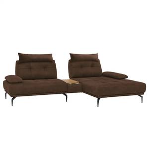 Ecksofa Linville Echtleder - Echtleder Poas: Schokoladenbraun - Breite: 296 cm - Longchair davorstehend rechts - Mit Kopfstütze