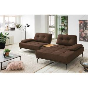 Ecksofa Linville Echtleder - Echtleder Poas: Schokoladenbraun - Breite: 296 cm - Longchair davorstehend rechts - Mit Kopfstütze