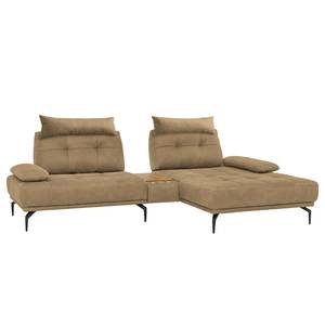 Ecksofa Linville Echtleder - Echtleder Poas: Cappuccino - Breite: 296 cm - Longchair davorstehend rechts - Mit Kopfstütze