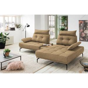 Ecksofa Linville Echtleder - Echtleder Poas: Cappuccino - Breite: 296 cm - Longchair davorstehend rechts - Mit Kopfstütze