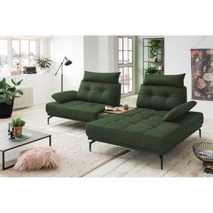 Ecksofa Linville Echtleder - Echtleder Poas: Antikgrün - Breite: 296 cm - Longchair davorstehend rechts - Mit Kopfstütze