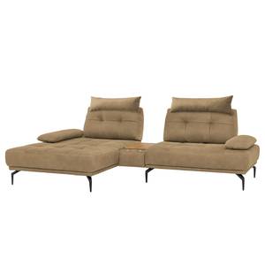 Ecksofa Linville Echtleder - Echtleder Poas: Cappuccino - Breite: 296 cm - Longchair davorstehend links - Mit Kopfstütze