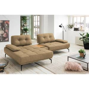 Ecksofa Linville Echtleder - Echtleder Poas: Cappuccino - Breite: 296 cm - Longchair davorstehend links - Mit Kopfstütze