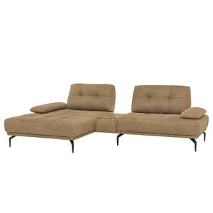 Ecksofa Linville Echtleder - Echtleder Poas: Cappuccino - Breite: 296 cm - Longchair davorstehend links - Mit Kopfstütze