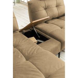 Ecksofa Linville Echtleder - Echtleder Poas: Cappuccino - Breite: 296 cm - Longchair davorstehend links - Mit Kopfstütze