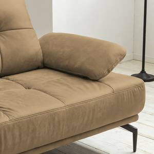 Ecksofa Linville Echtleder - Echtleder Poas: Cappuccino - Breite: 296 cm - Longchair davorstehend links - Mit Kopfstütze