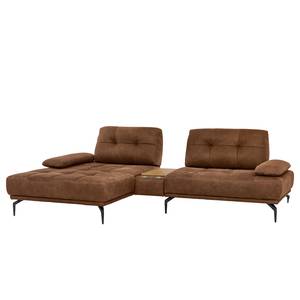 Ecksofa Linville Antiklederlook - Microfaser Torne: Rehbraun - Breite: 296 cm - Longchair davorstehend links - Ohne Kopfstütze