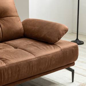 Ecksofa Linville Antiklederlook - Microfaser Torne: Rehbraun - Breite: 296 cm - Longchair davorstehend links - Ohne Kopfstütze