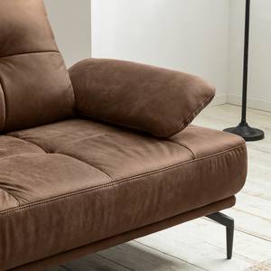 Ecksofa Linville Antiklederlook - Microfaser Torne: Dunkelbraun - Breite: 296 cm - Longchair davorstehend links - Mit Kopfstütze