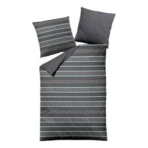 Parure de lit en flanelle mélangée Flanelle fine - Gris / Vert menthe - 155 x 220 cm + oreiller 80 x 80 cm