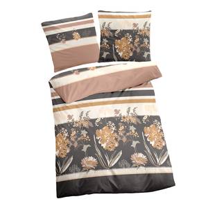 Parure de lit Floral Coton épais - Marron / Beige - 135 x 200 cm + oreiller 80 x 80 cm