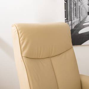 Relaxfauteuil Vincenzo (met hocker) echt leer/kunstleer - Crème